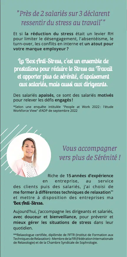 Box Anti Stress entreprise Laure Boisseau Vendée Burn-out Prévention RPS